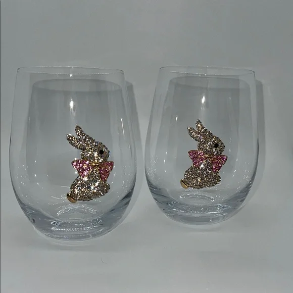 NWT Crystal Bunny Wine Glasses - Picture 3 of 5